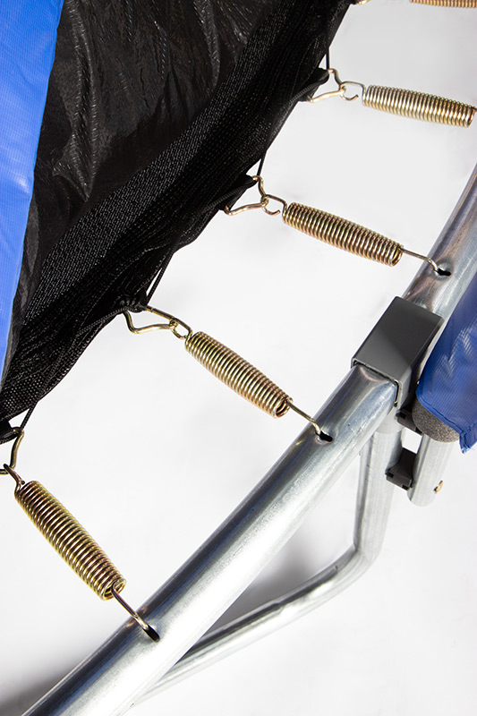 Amigo 8ft Trampoline with Enclosure and Basketball Free Shoe Tidy & Ladder – Blue