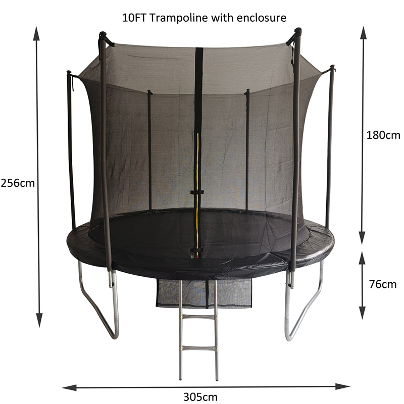 Big Air 10ft Trampoline & Safety Enclosure Free Shoe Tidy & Ladder – Black - Image 2