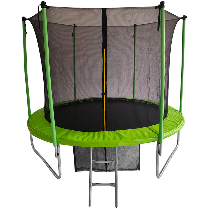 Big Air 8ft Trampoline & Safety Enclosure Free Shoe Tidy & Ladder – Green