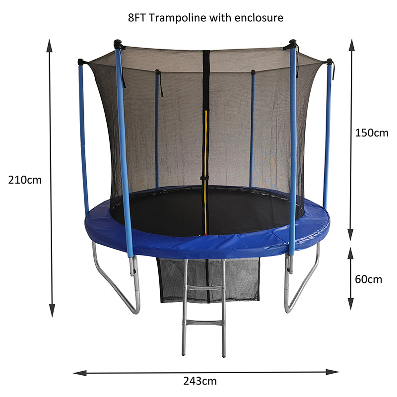 Big Air 8ft Trampoline & Safety Enclosure Free Shoe Tidy & Ladder – Blue - Image 2