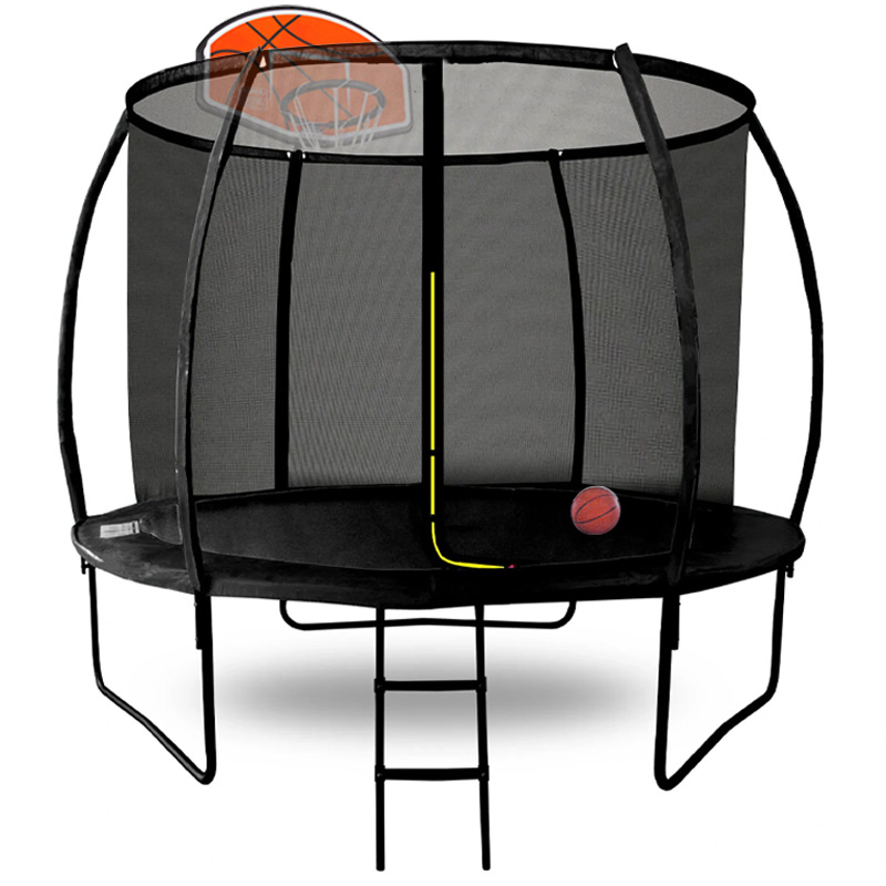 Air League Amigo 8ft Powder Coated Trampoline with Enclosure and Basketball Free Shoe Tidy & Ladder