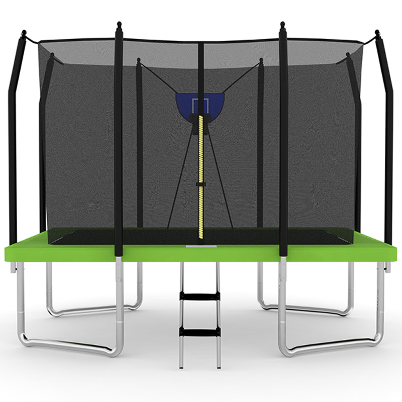 Big Air Bounce 7x11ft Rectangular Trampoline with Safety Enclosure Green FREE Ladder & Basketball Game