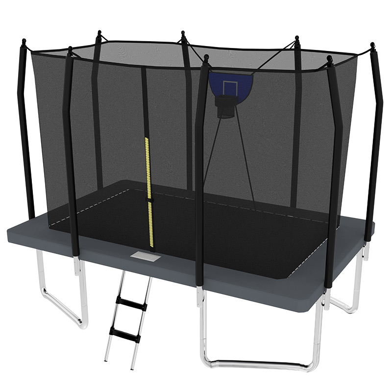 Big Air Bounce 5x7ft Rectangular Trampoline with Safety Enclosure Grey FREE Ladder & Basketball Game - Image 3