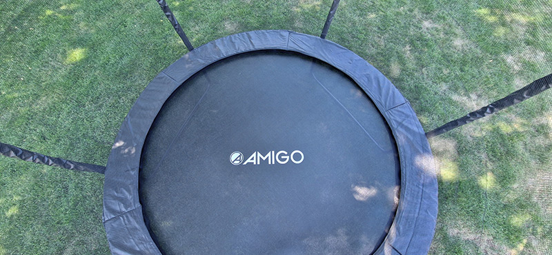 Air League Amigo 8ft Trampoline with Enclosure and Basketball Free Shoe Tidy & Ladder – Blue - Image 9