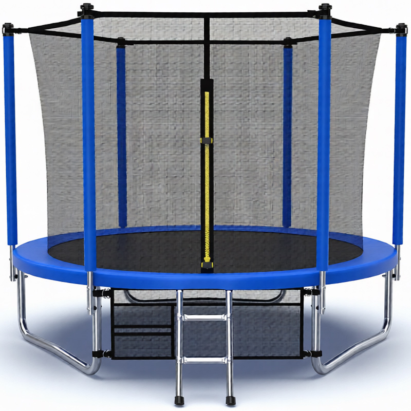 8ft Trampoline & Safety Enclosure Free Shoe Tidy & Ladder – Blue