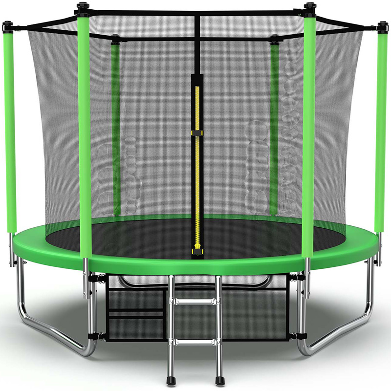 8ft Trampoline & Safety Enclosure Free Shoe Tidy & Ladder – Green